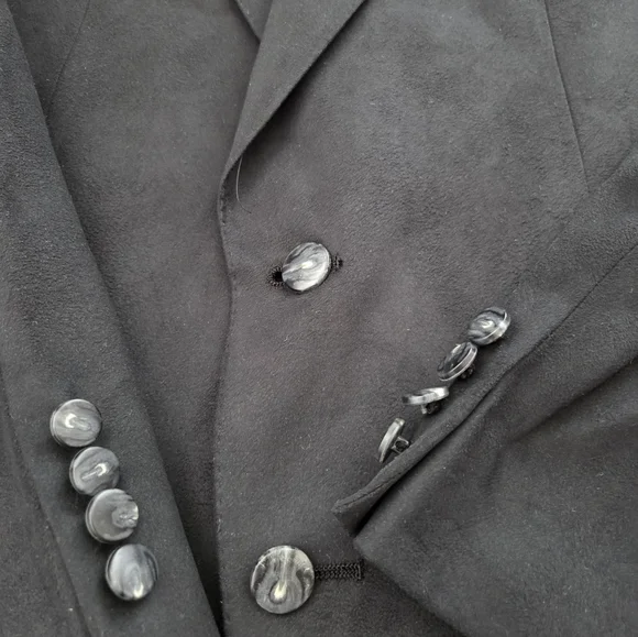 Vintage Lanvin Black Feather Suede Blazer Mort Wallin Mens 40R USA Made Luxury